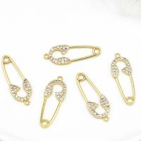 Cubic Zirconia Micro Pave Brass Pendant, Paper Clip, 18K gold plated, micro pave cubic zirconia, 10x28mm, Sold By PC