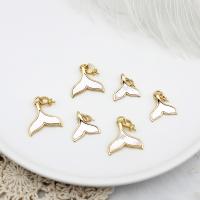 Brass Pendant Findings with White Shell Mermaid tail 18K gold plated  Sold By PC