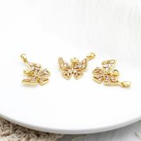 Brass Pendant Findings Butterfly 18K gold plated micro pave cubic zirconia Approx 6mm Sold By PC