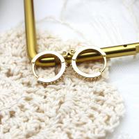 Brass Huggie Hoop Earring Finding, 18K gold plated, different size for choice & micro pave cubic zirconia, Sold By Pair