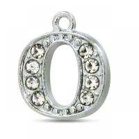 Zinc Alloy Pendant Number plated fashion jewelry & for woman & with rhinestone nickel lead & cadmium free 15mm Sold By PC