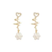 Zinc Alloy Drop Earrings plated fashion jewelry & micro pave cubic zirconia & for woman gold nickel lead & cadmium free Sold By Pair