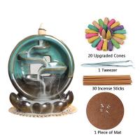 Backflow Incense Burner, Porcelain, plated, for home and office & durable, 20.5x16.5x14.5cm, Sold By PC