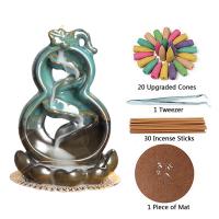 Backflow Incense Burner, Porcelain, plated, for home and office & durable, 20.2x6.5x4.5cm, Sold By PC