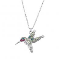 Zinc Alloy Jewelry Necklace with 2.36inch extender chain Hummingbird fashion jewelry & for woman & with rhinestone silver color nickel lead & cadmium free Length 17.72 Inch Sold By PC