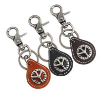 Tibetan Style Key Clasp, with PU Leather, for man, more colors for choice, nickel, lead & cadmium free, 110x30mm, Sold By PC