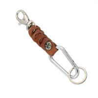 Tibetan Style Key Clasp, with PU Leather, for man, brown, nickel, lead & cadmium free, 180mm, Sold By PC