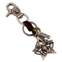 Tibetan Style Key Clasp, with PU Leather, for man, nickel, lead & cadmium free, 160mm, Sold By PC