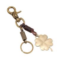 Tibetan Style Key Clasp, with PU Leather, for man, nickel, lead & cadmium free, 155x30mm, Sold By PC