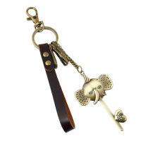 Schlüsselanhänger, Zinklegierung, mit PU Leder, für den Menschen, frei von Nickel, Blei & Kadmium, 180x12mm, verkauft von PC