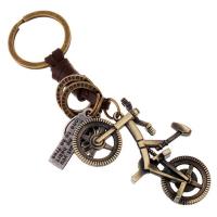 Tibetan Style Key Clasp, with PU Leather, for man, nickel, lead & cadmium free, 120x30mm, Sold By PC