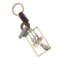Tibetan Style Key Clasp, with PU Leather, for man, nickel, lead & cadmium free, 135x30mm, Sold By PC
