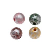 Trä Pärlor, Rund, blandad mönster, fler färger för val, 15x15mm, Hål:Ca 4mm, Säljs av PC