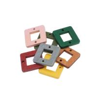 Hout Connector, Square, meer kleuren voor de keuze, 18x18x2mm, Gat:Ca 1mm, Verkocht door PC