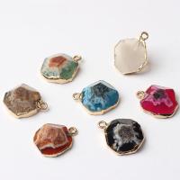 Gemstone Pendants Jewelry, Natural Stone, with Tibetan Style, DIY, more colors for choice, 10x10x2mm, Sold By PC