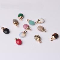 Gemstone Pendants Jewelry Natural Stone with Zinc Alloy Flat Oval DIY & faceted 8mm Sold By PC