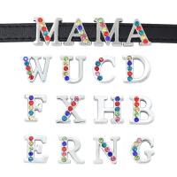 Zinc Alloy Slide Charm Alphabet Letter plated durable & DIY Stickers & with rhinestone nickel lead & cadmium free 11-13mm Approx 8mm Sold By PC