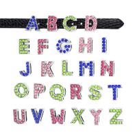 Zinc Alloy Slide Charm Alphabet Letter plated durable & DIY & with rhinestone nickel lead & cadmium free 11-13mm Sold By PC