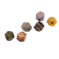 Trä Pärlor, Polygon, snidade, fler färger för val, 12x12mm, Hål:Ca 3mm, Säljs av PC