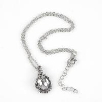 Zinklegierung Schmuck Halskette, Tropfen, plattiert, Modeschmuck & für Frau, Silberfarbe, 460+50mm, verkauft von Strang