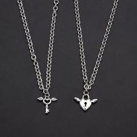 Couple Necklace, Stainless Steel, with Tibetan Style, with 1.96inch extender chain, Lock and Key, different styles for choice & for couple, Length:Approx 19.6 Inch, Sold By Set