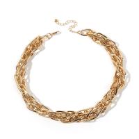 Colar de jóias de liga de zinco, with 2.76 inch extender chain, cromado de cor dourada, para mulher, vendido para Aprox 19.68 inchaltura Strand
