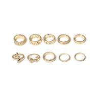 Cink Alloy Ring Set, Cink ötvözet, arany színű aranyozott, 10 darab & a nő, 17mm,16mm, Által értékesített Set