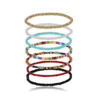 Seedbead Bracelet et bracelet, Placage de couleur d'or, 7 pièces & styles différents pour le choix & pour femme, couleurs mélangées, Longueur:Environ 6.2 pouce, Vendu par fixé