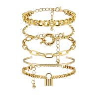 alliage de zinc Set de bracelet, bracelet & Bracelet, avec 1.9 inch chaînes de rallonge, Placage, 5 pièces & pour femme, plus de couleurs à choisir, 60mm, Longueur:Environ 6.2 pouce, Vendu par fixé