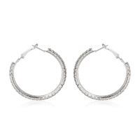 Zinc Alloy Hoop Earring plated & for woman & with rhinestone Sold By Pair
