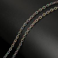 Stainless Steel Oval Chain, plated, durable, 4.50x3x0.50mm, 10m/Spool, Sold By Spool