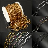 Stainless Steel Oval Chain, plated, durable, more colors for choice, 13.50x6x1.50mm, 10m/Spool, Sold By Spool