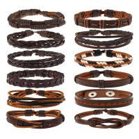 PU Leather Bracelet Set bracelet plated 12 pieces & fashion jewelry & Unisex 6CM 17-18CM 8-9CM Sold By Set