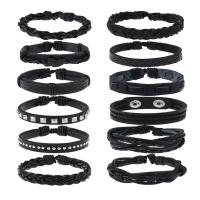 PU Leather Cord Bracelets bracelet plated 12 pieces & fashion jewelry & Unisex 6CM 17-18CM 8-9CM Sold By Set