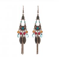 Tibetan Style Drop Earrings, plated, vintage & fashion jewelry & for woman, 105x25mm, Sold By Pair