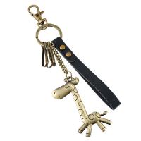 Tibetan Style Key Clasp, with PU Leather, for man, nickel, lead & cadmium free, 180x12mm, Sold By PC