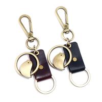Tibetan Style Key Clasp, with PU Leather, for man, more colors for choice, nickel, lead & cadmium free, 140x32mm, Sold By PC