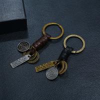 Tibetan Style Key Clasp, with PU Leather, for man, more colors for choice, nickel, lead & cadmium free, 95x30mm, Sold By PC