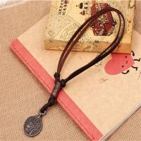 PU Leather Cord Necklace Zinc Alloy with PU Leather Adjustable & Unisex brown nickel lead & cadmium free 65-70cm 0.4cm Sold By Strand