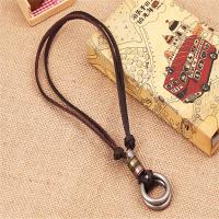 PU Leather Cord Necklace, Tibetan Style, with PU Leather, Adjustable & Unisex, brown, nickel, lead & cadmium free, 65-70cm,0.4cm, Sold By Strand