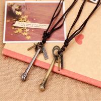 PU Leather Cord Necklace, Tibetan Style, with PU Leather, Adjustable & Unisex, more colors for choice, nickel, lead & cadmium free, 68-75cm,0.3cm, Sold By Strand