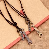 PU Leather Cord Necklace, Tibetan Style, with PU Leather, Adjustable & Unisex, more colors for choice, nickel, lead & cadmium free, 68-75cm,0.3cm, Sold By Strand