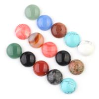 Natural Gemstone Cabochons, Natural Stone, Round, polished, random style, multi-colored, 10PCs/Bag, Sold By Bag