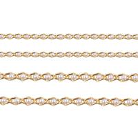 Brass Beading Chains, with pearl, high quality plated, for woman, golden, 3x4.8mmuff0c4x5.8mm, Length:1 m, 1m/Bag, Sold By Bag