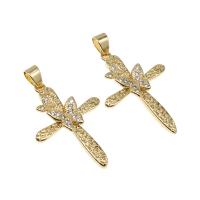 Cubic Zirconia Micro Pave Brass Pendant, Butterfly, micro pave cubic zirconia, golden, 34x24x4mm, Hole:Approx 4mm, Sold By PC