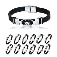 PU Leather Cord Bracelets, Stainless Steel, with PU Leather, stainless steel watch band clasp, fashion jewelry & Zodiac symbols jewelry & Unisex & different styles for choice, black, Sold Per Approx 8.3 Inch Strand