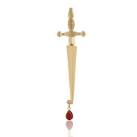 Tibetan Style Stud Earring, with Gemstone, Cross, plated, for woman, more colors for choice, 90mm, Sold By PC