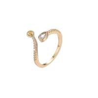 Brass Interchangeable Bead Ring gold color plated Adjustable & open & micro pave cubic zirconia & for woman 21mm Inner Approx 17mm Sold By PC