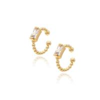 Fashion Earring Cuff and Wraps Brass gold color plated & micro pave cubic zirconia & for woman 13mm Sold By Pair