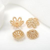 Brass Bead Cap gold color plated & for woman & hollow 10mm 8mm Sold By PC